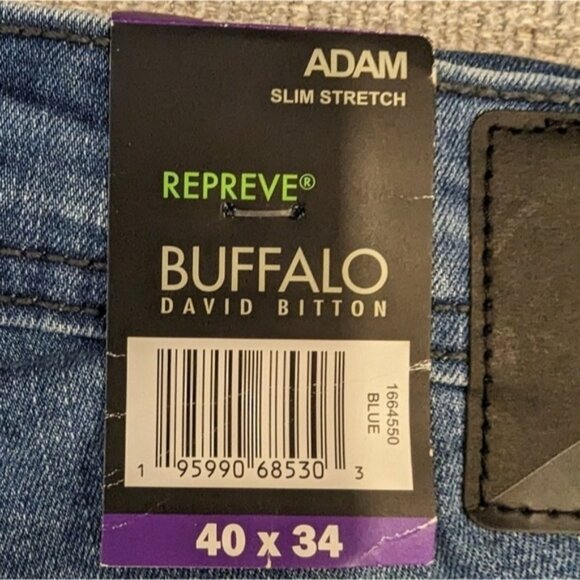 NWT 40x34 Buffalo David Bitton Adam Slim Stretch Jeans Mens Blue Medium Wash - Picture 3 of 6